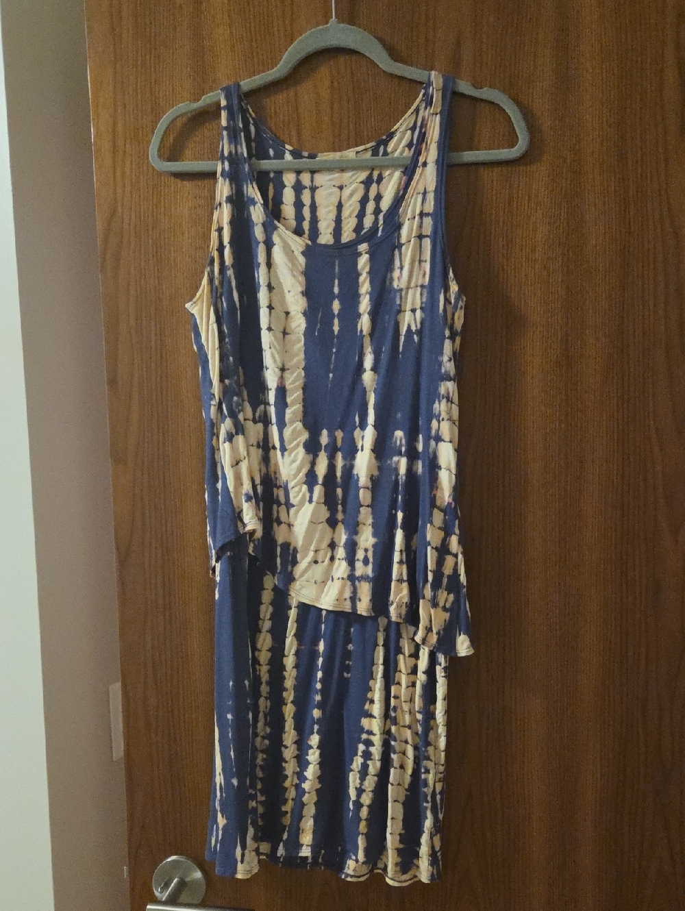 Zen-knits 1 Piece Blue And Cream Dress